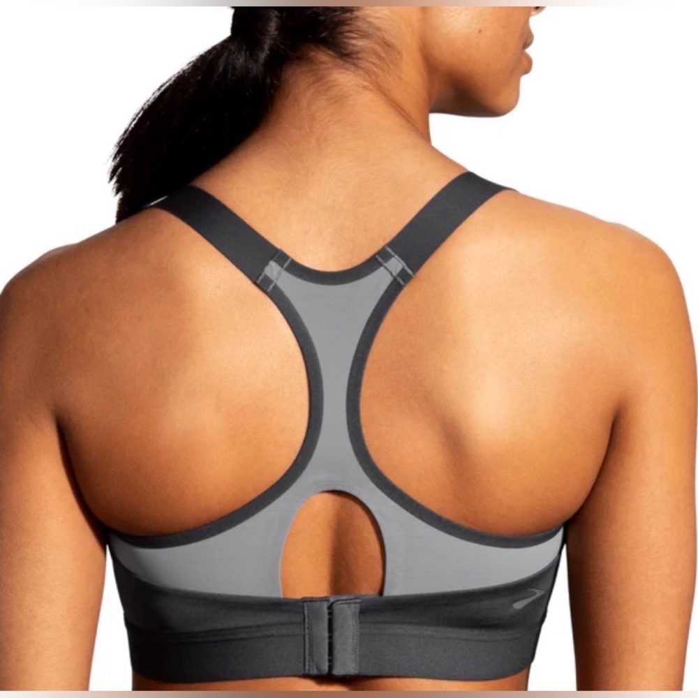 Brooks Dare Racerback Run Bra 42D Asphalt Gray High Impact Running Sports Bra - Picture 2 of 10